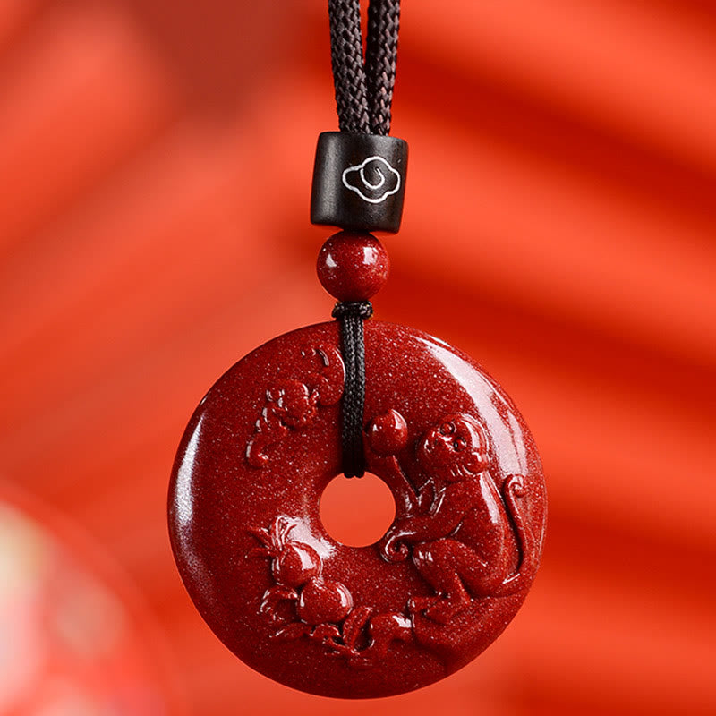 Chinese Zodiac Cinnabar Peace Buckle Calm Necklace Pendant