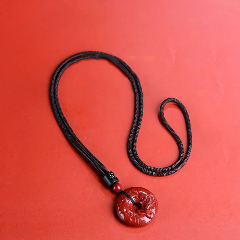 Chinese Zodiac Cinnabar Peace Buckle Calm Necklace Pendant