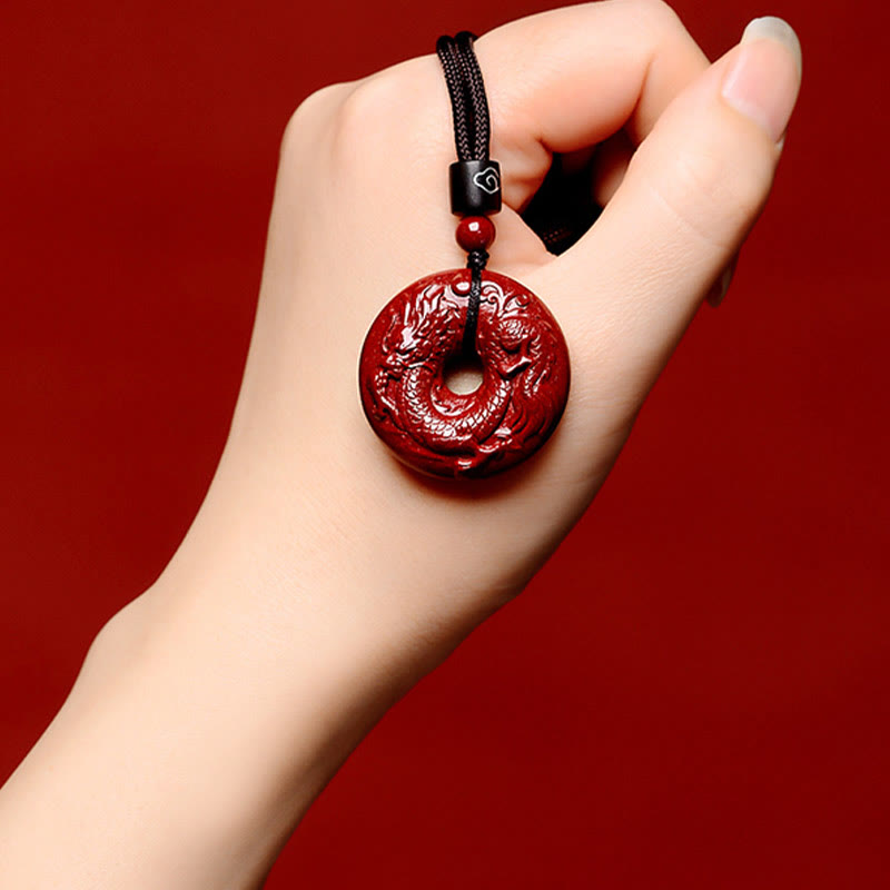 Chinese Zodiac Cinnabar Peace Buckle Calm Necklace Pendant