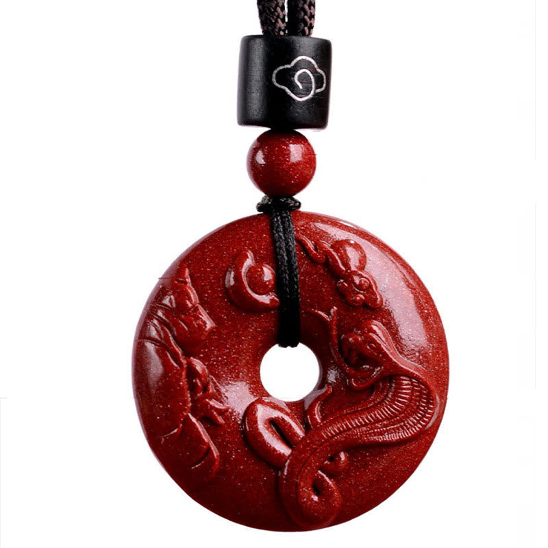 Chinese Zodiac Cinnabar Peace Buckle Calm Necklace Pendant