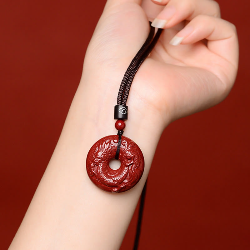 Chinese Zodiac Cinnabar Peace Buckle Calm Necklace Pendant