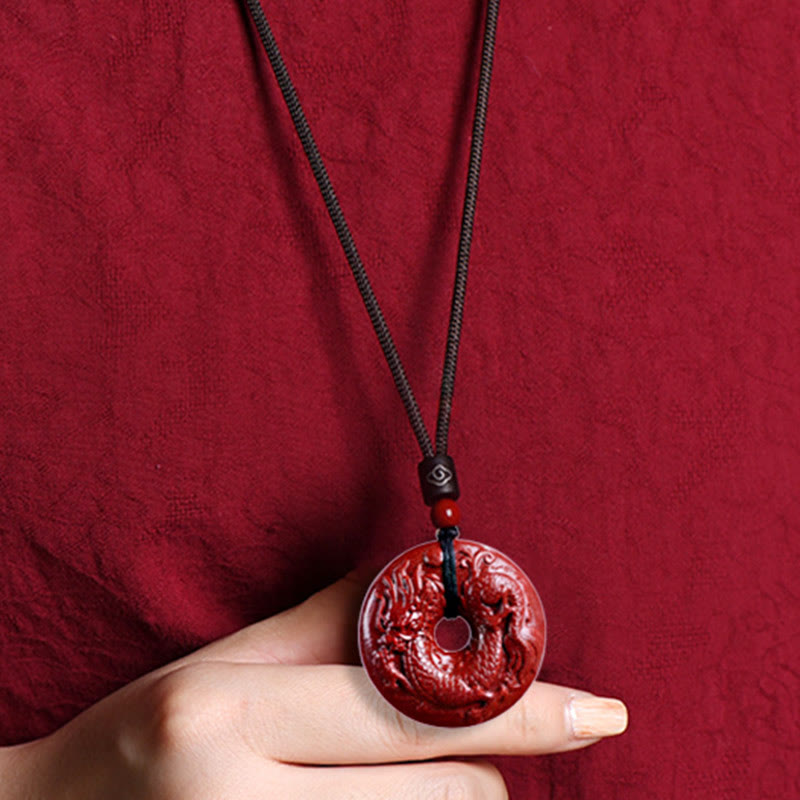 Chinese Zodiac Cinnabar Peace Buckle Calm Necklace Pendant