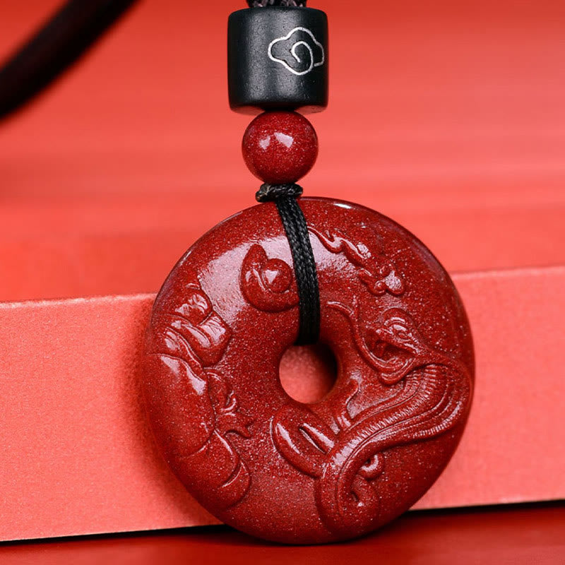 Chinese Zodiac Cinnabar Peace Buckle Calm Necklace Pendant