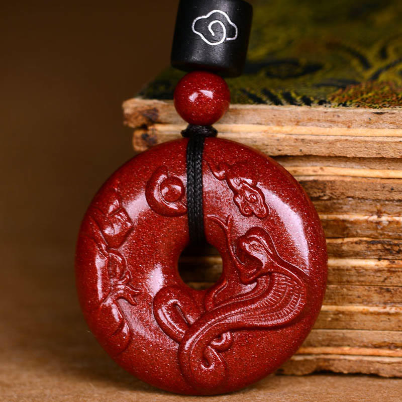 Chinese Zodiac Cinnabar Peace Buckle Calm Necklace Pendant