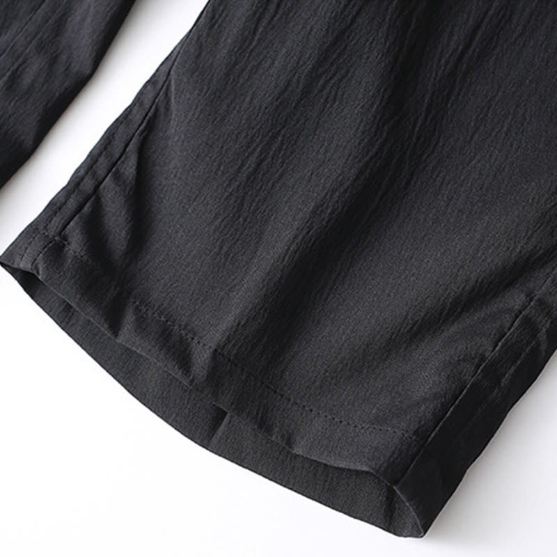 2Pcs Tang Suit Traditional Frog-Button Men's Long Sleeve Shirt Pants Clothing Set