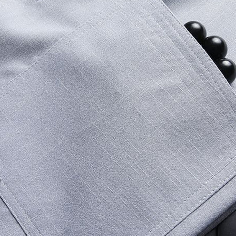 2Pcs Tang Suit Plain Color Frog-Button Men's Long Sleeve Shirt Pants Set
