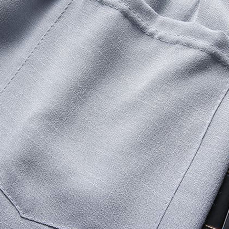2Pcs Tang Suit Plain Color Frog-Button Men's Long Sleeve Shirt Pants Set