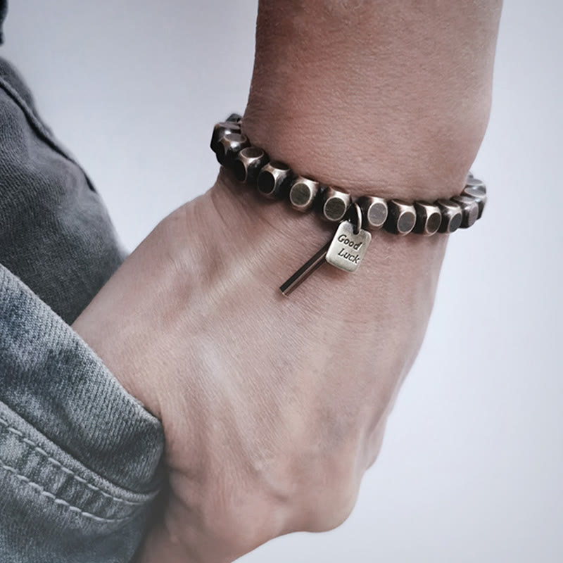 Minimalist Square Copper Bead Grounding Bracelet for Stability