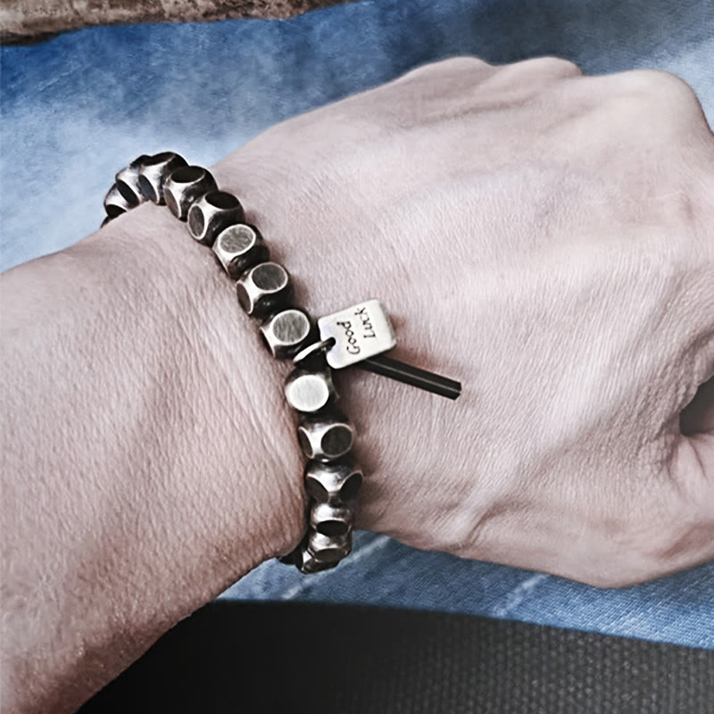 Minimalist Square Copper Bead Grounding Bracelet for Stability