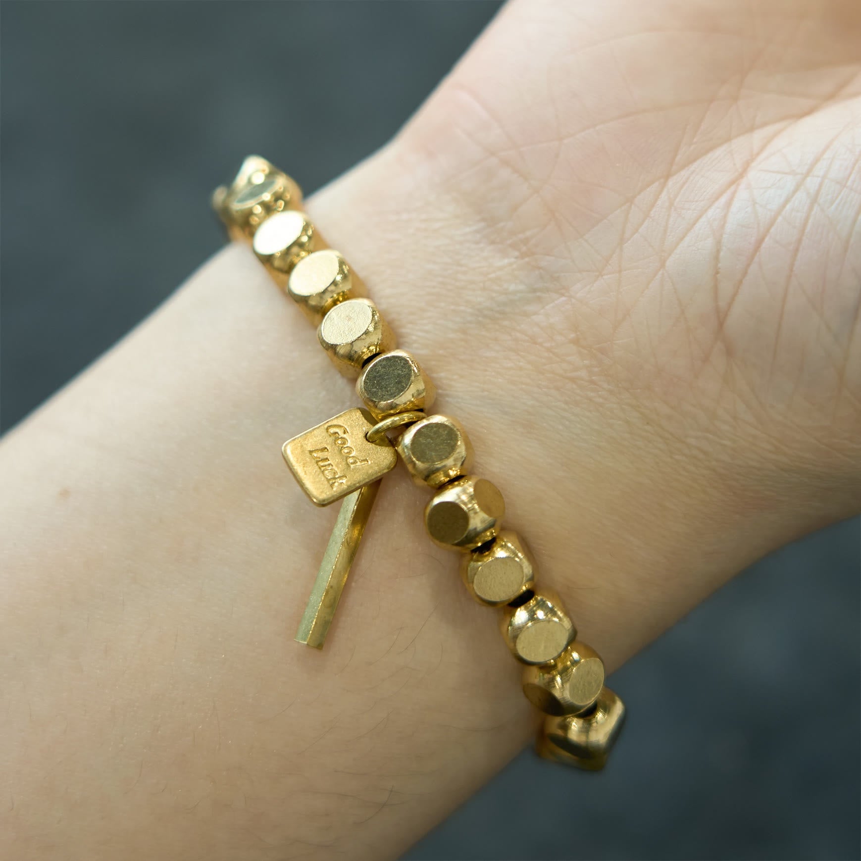 Minimalist Square Copper Bead Grounding Bracelet for Stability