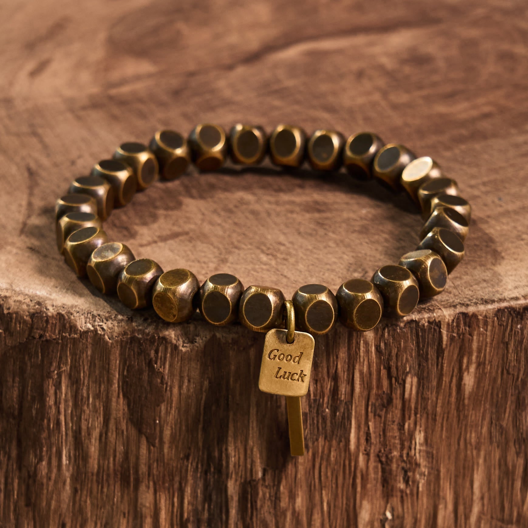 Minimalist Square Copper Bead Grounding Bracelet for Stability