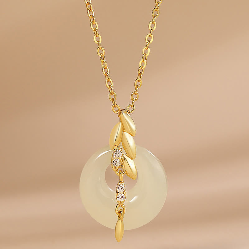 Hetian Jade 925 Sterling Silver Wheat Luck Necklace Pendant