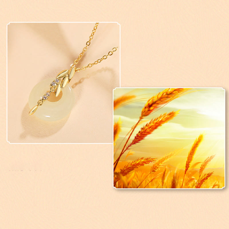 Hetian Jade 925 Sterling Silver Wheat Luck Necklace Pendant