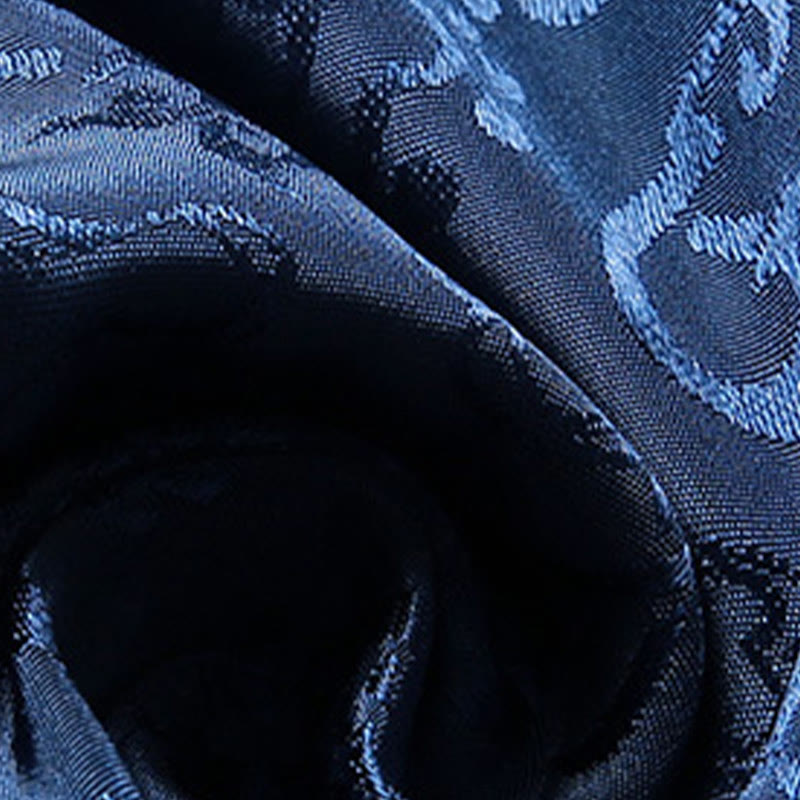 Men's Frog-Button Tang Suit Koi Fish Pattern Long Sleeve Jacket Shirt With Pockets