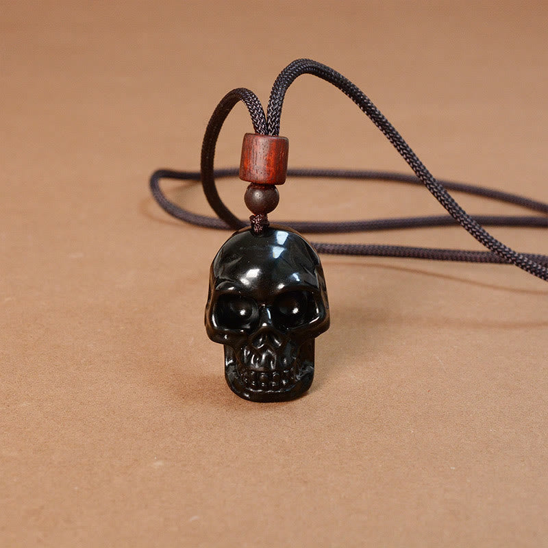 Black Obsidian String Skeleton Fulfilment Necklace Pendant