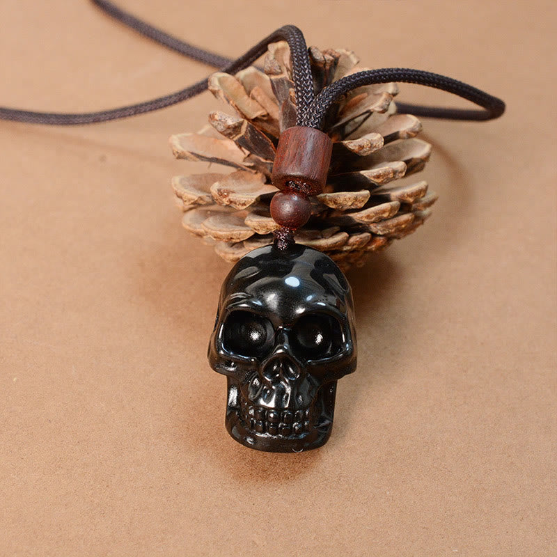 Black Obsidian String Skeleton Fulfilment Necklace Pendant