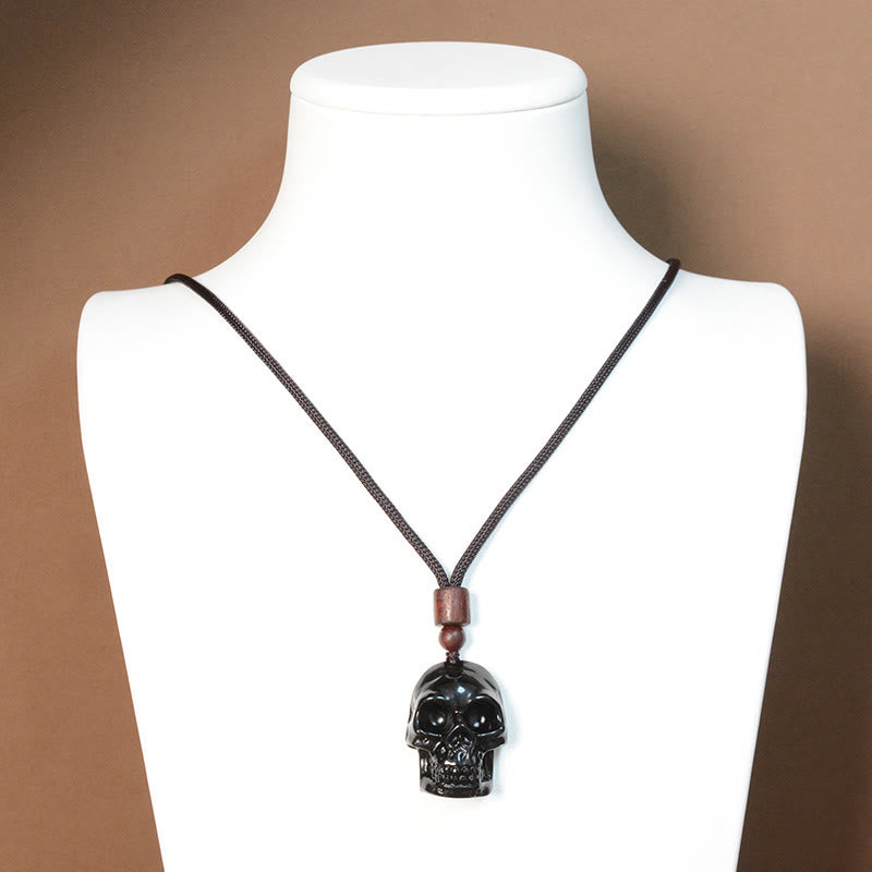 Black Obsidian String Skeleton Fulfilment Necklace Pendant