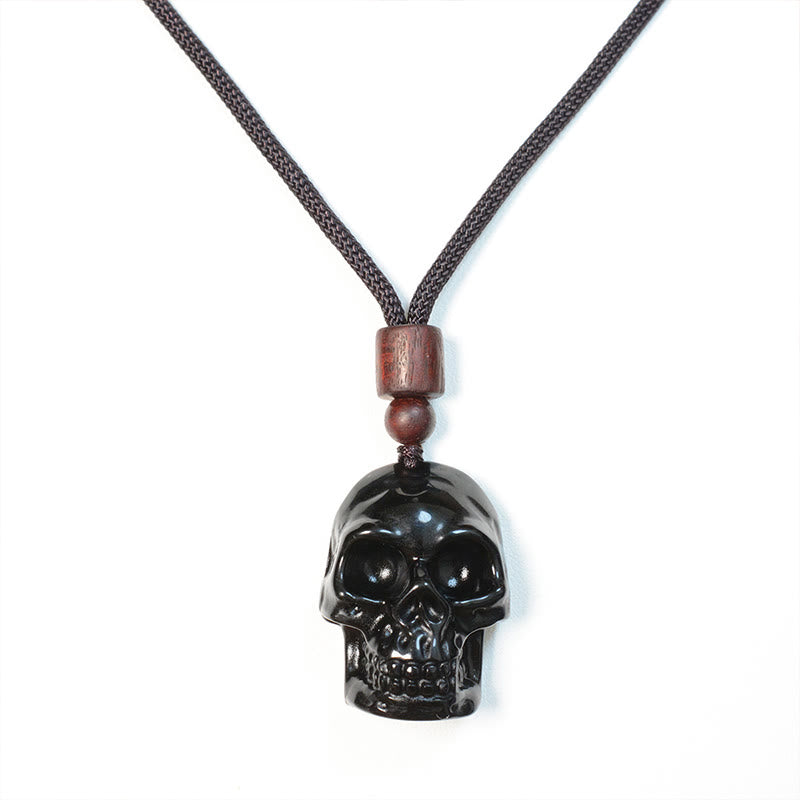 Black Obsidian String Skeleton Fulfilment Necklace Pendant