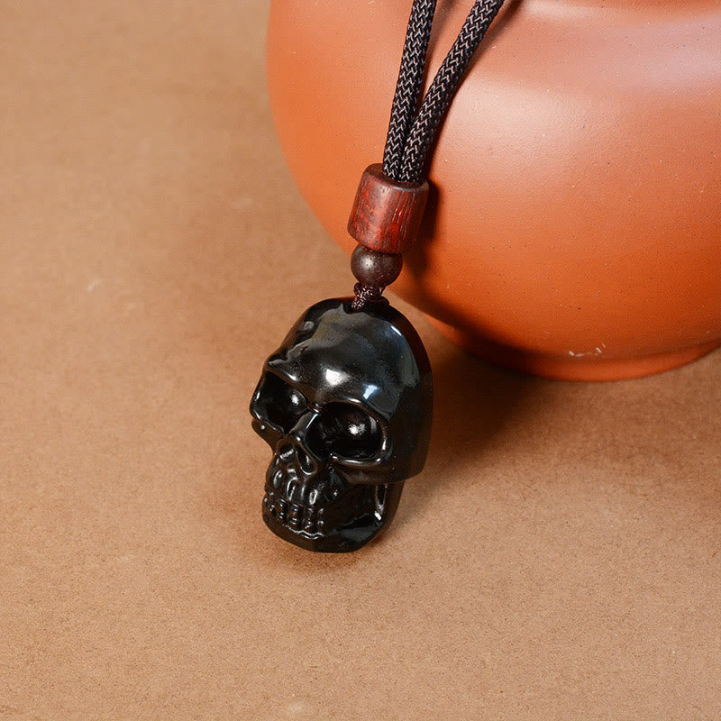 Black Obsidian String Skeleton Fulfilment Necklace Pendant