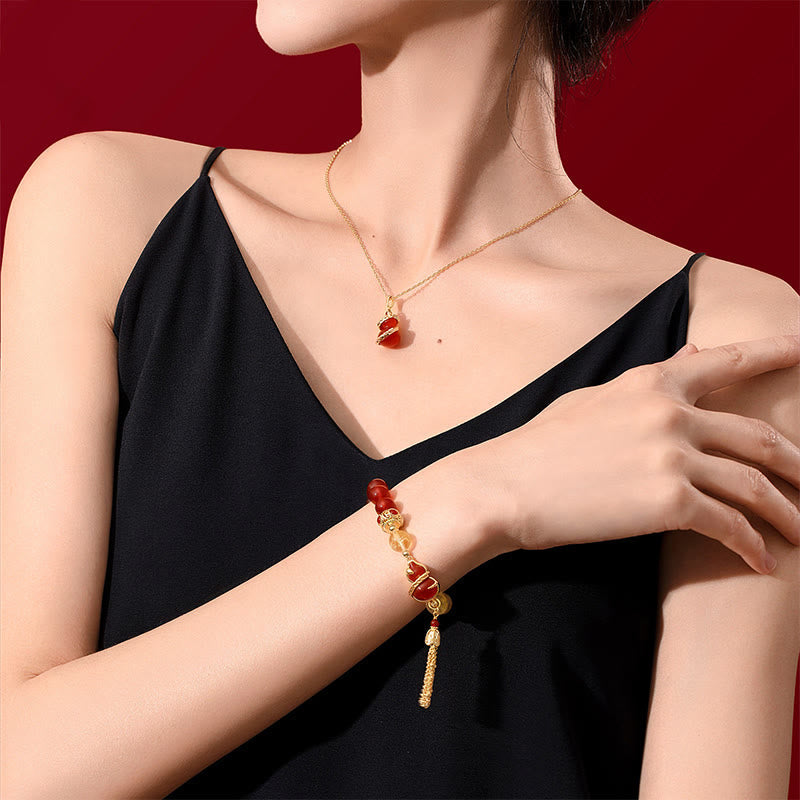 Red Agate Year Of The Snake Gourd Luck Bracelet Necklace Pendant (Extra 30% Off | USE CODE: FS30)