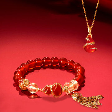 Red Agate Year Of The Snake Gourd Luck Bracelet Necklace Pendant (Extra 30% Off | USE CODE: FS30)