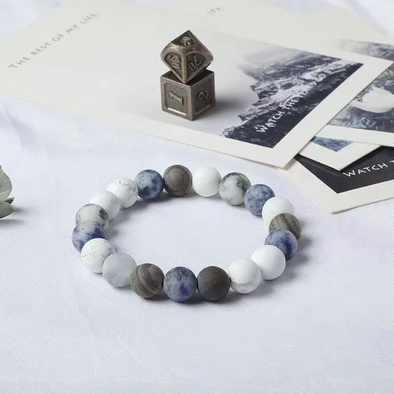 White Turquoise Picasso Jasper Blue Spot Jasper Relaxation Bracelet