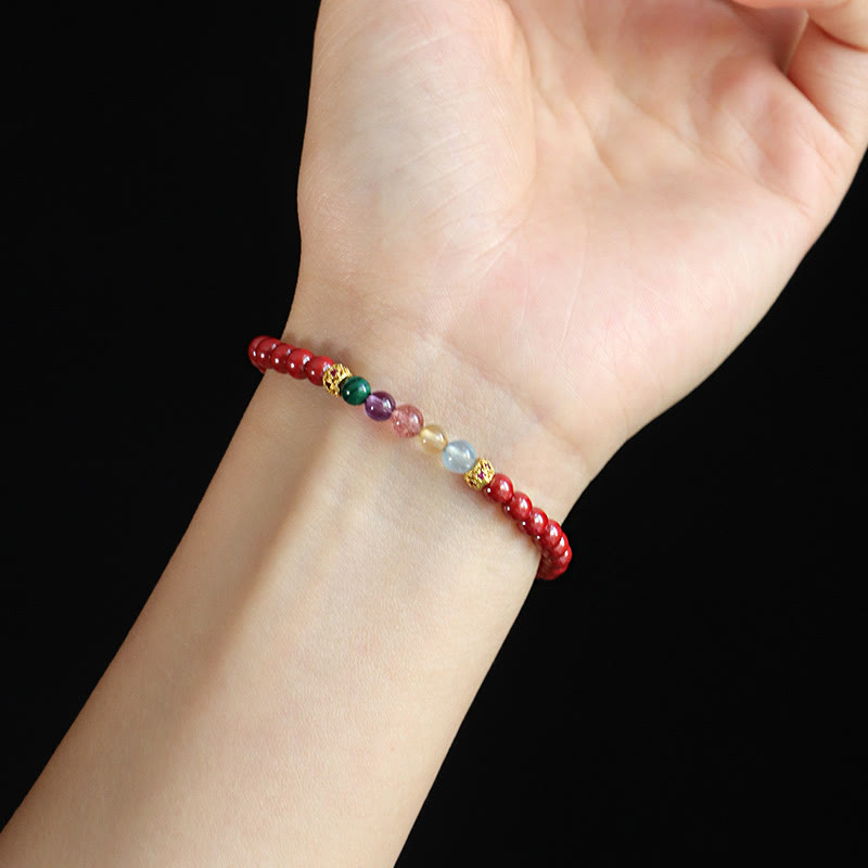 Cinnabar Aquamarine Citrine Strawberry Quartz Amethyst Malachite Blessing Bracelet