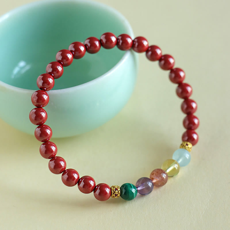 Cinnabar Aquamarine Citrine Strawberry Quartz Amethyst Malachite Blessing Bracelet