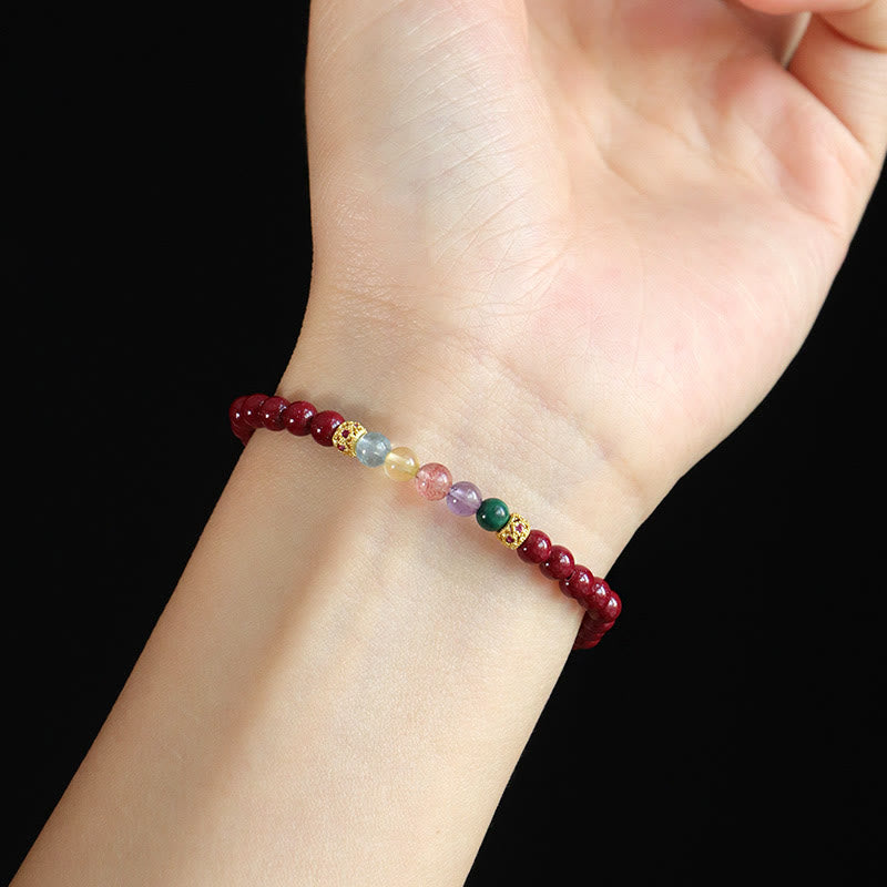 Cinnabar Aquamarine Citrine Strawberry Quartz Amethyst Malachite Blessing Bracelet