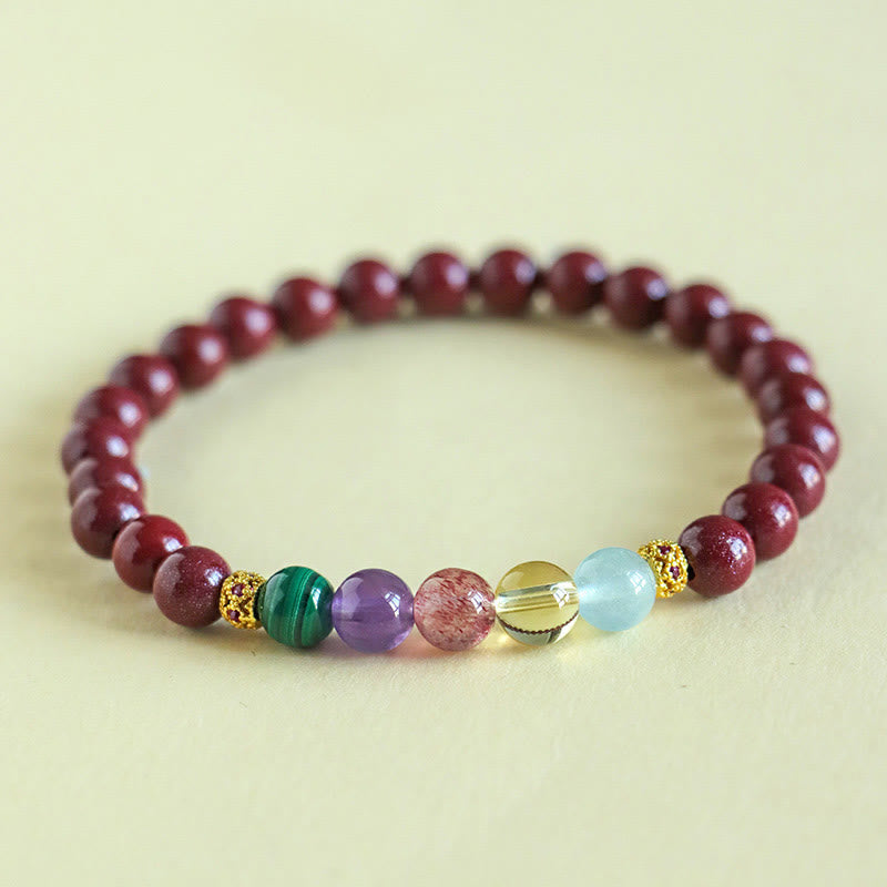 Cinnabar Aquamarine Citrine Strawberry Quartz Amethyst Malachite Blessing Bracelet
