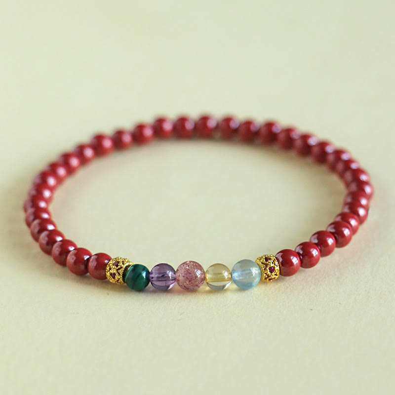Cinnabar Aquamarine Citrine Strawberry Quartz Amethyst Malachite Blessing Bracelet