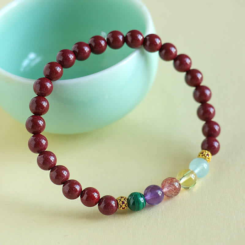 Cinnabar Aquamarine Citrine Strawberry Quartz Amethyst Malachite Blessing Bracelet