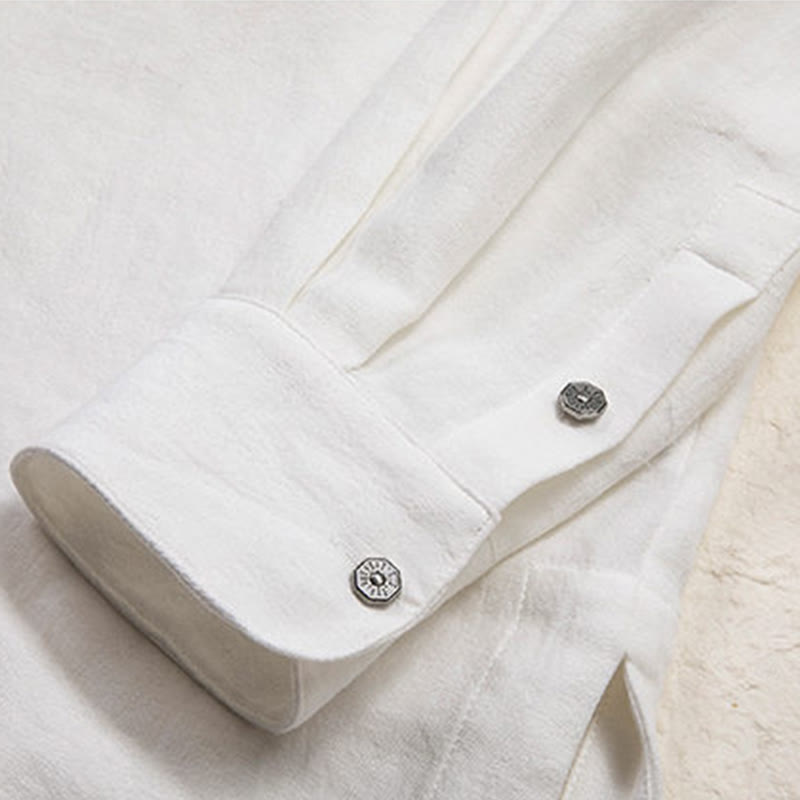 V-Neck Men's Linen Long Sleeve Shirt Zen Clothing