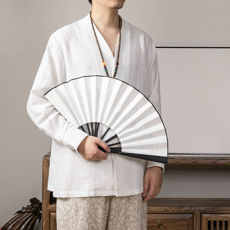 V-Neck Men's Linen Long Sleeve Shirt Zen Clothing