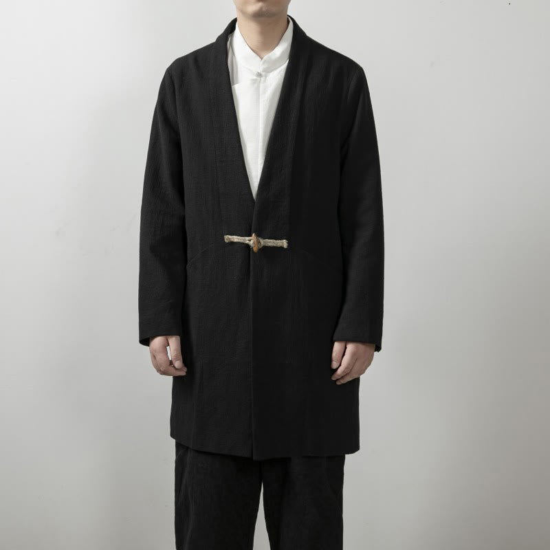 Fall Simple Cotton Men's Long Sleeve Mid-length Coat Clothing