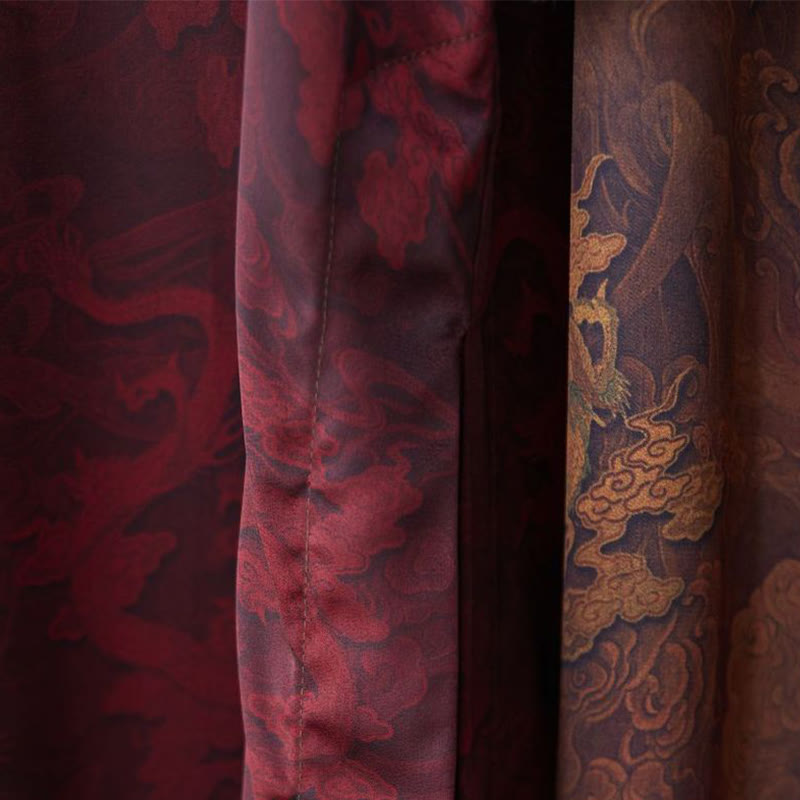 Vintage Chinese Frog-Button Tang Suit Men's Dragon Cotton Robe