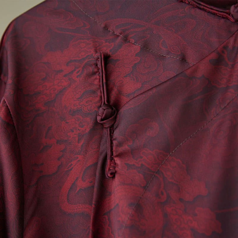 Vintage Chinese Frog-Button Tang Suit Men's Dragon Cotton Robe