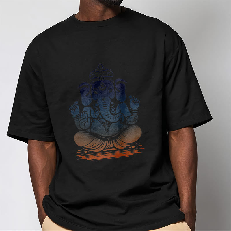 Meditating Ganesh Elephant Pattern Tee T-shirt