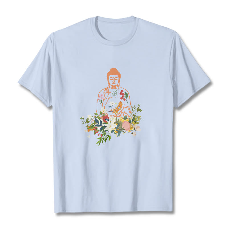 Soft Cotton Crewneck Mindful Buddha Graphic Tee