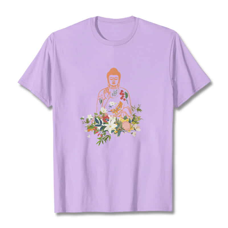 Soft Cotton Crewneck Mindful Buddha Graphic Tee