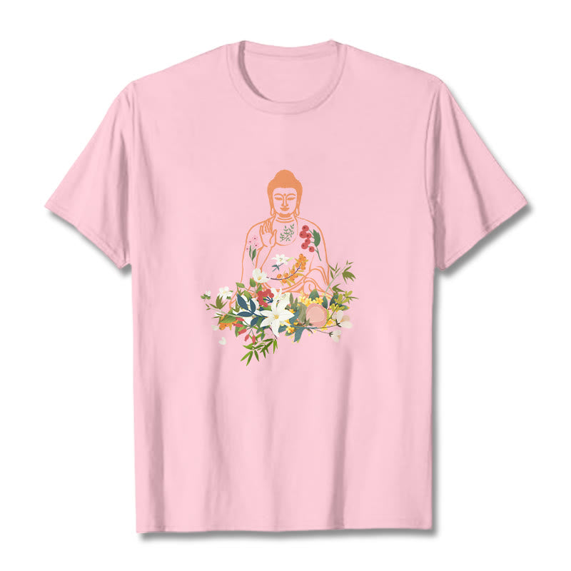 Soft Cotton Crewneck Mindful Buddha Graphic Tee