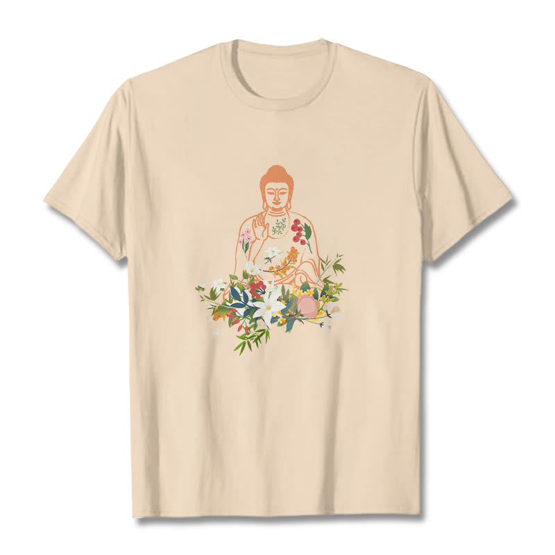 Soft Cotton Crewneck Mindful Buddha Graphic Tee