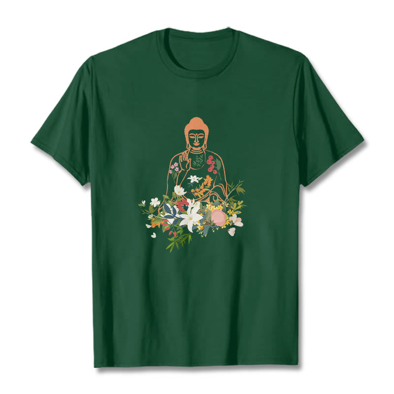 Soft Cotton Crewneck Mindful Buddha Graphic Tee