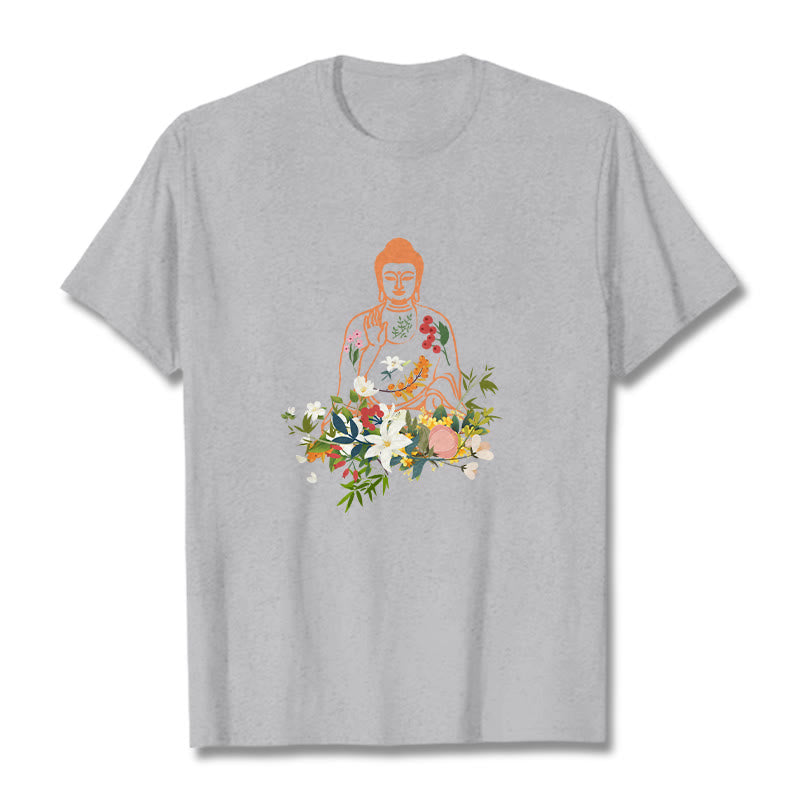 Soft Cotton Crewneck Mindful Buddha Graphic Tee