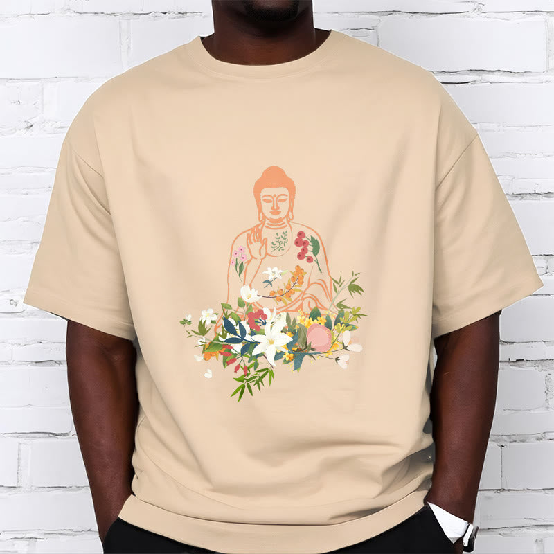 Soft Cotton Crewneck Mindful Buddha Graphic Tee