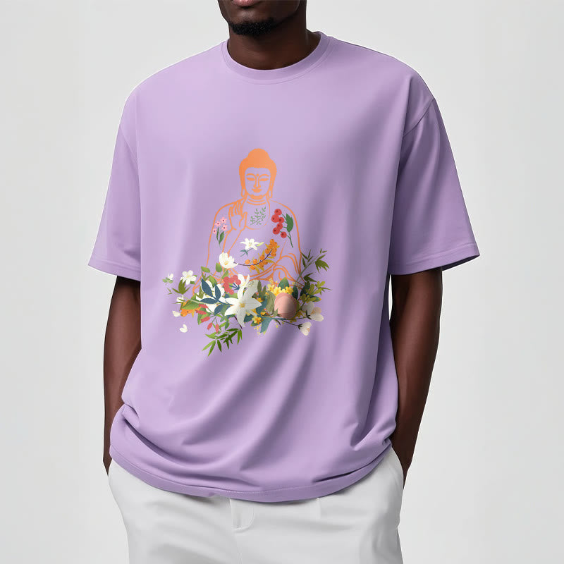 Soft Cotton Crewneck Mindful Buddha Graphic Tee