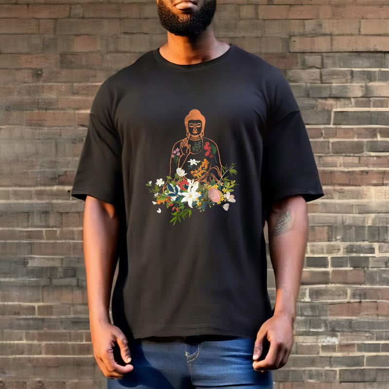 Soft Cotton Crewneck Mindful Buddha Graphic Tee