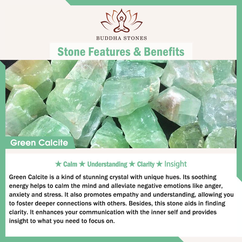 Green Calcite Beaded Bracelet with Rabbit Charm for Clarity