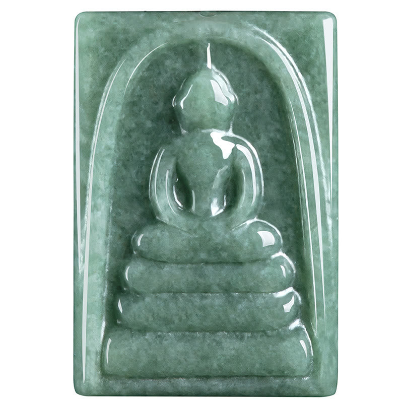 Formless Buddha Jade Square Amulet Prosperity String Necklace Pendant