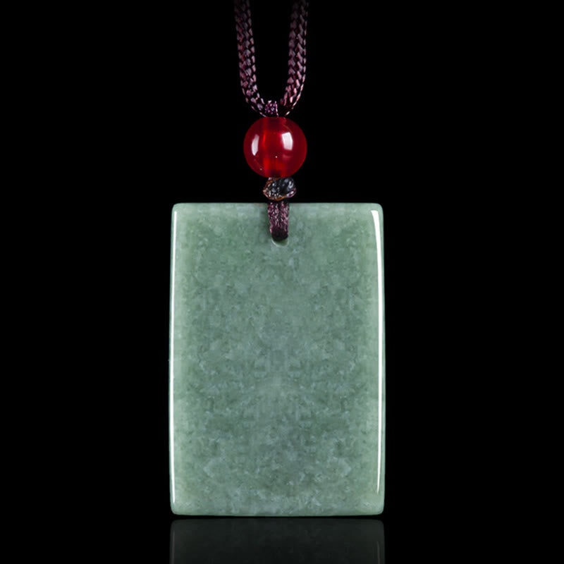 Formless Buddha Jade Square Amulet Prosperity String Necklace Pendant